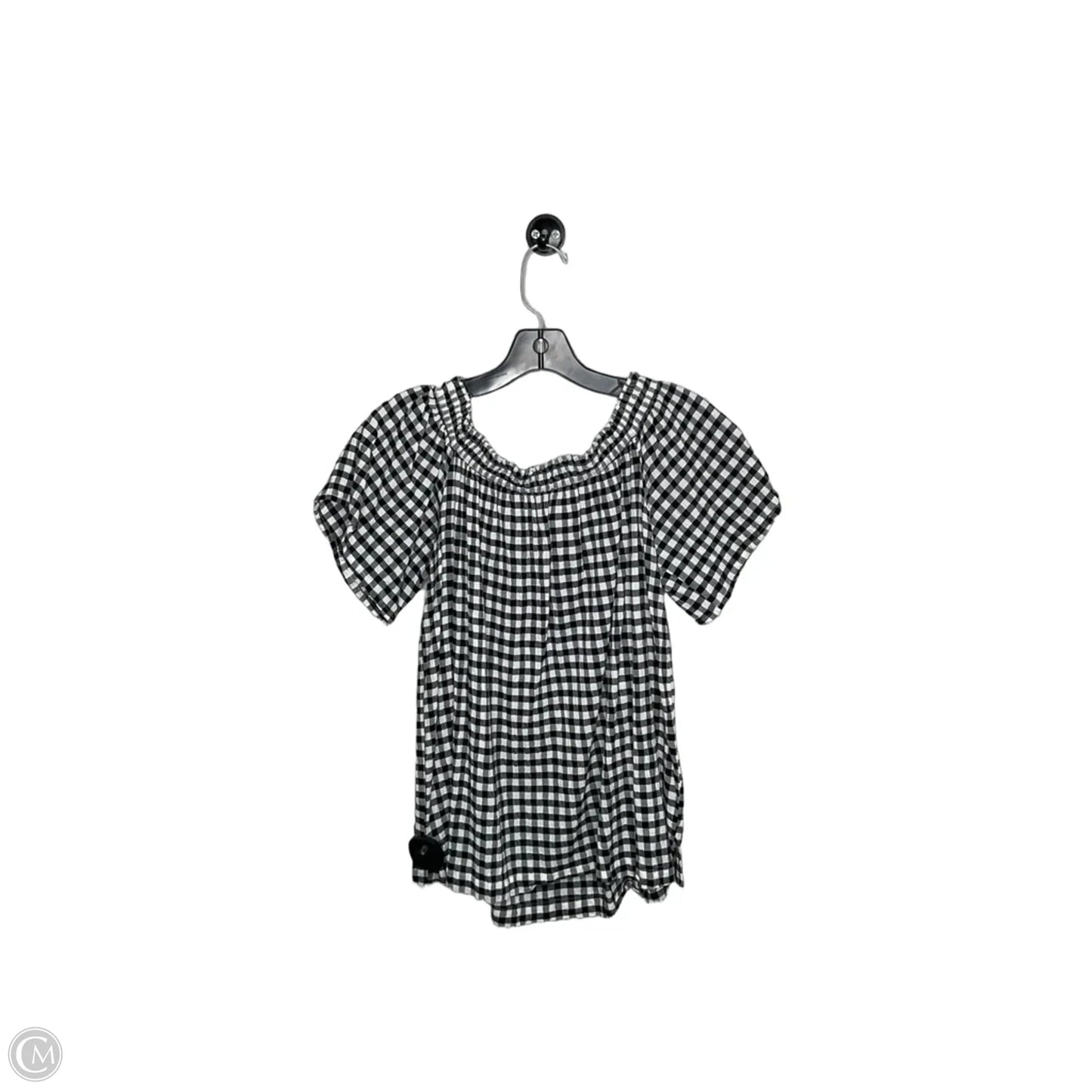 Top Short Sleeve By Loft In Plaid Pattern, Size: M