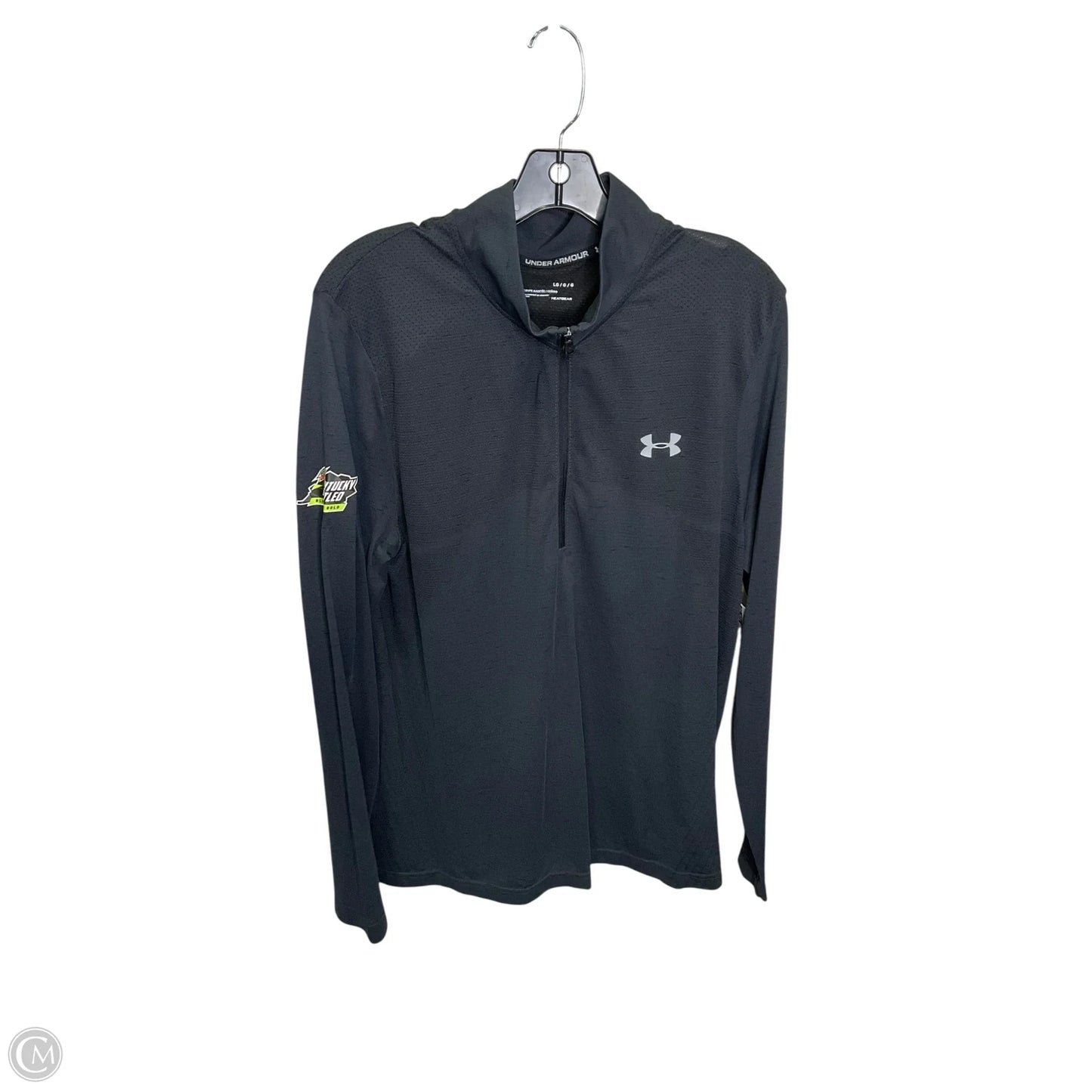Athletic Top Long Sleeve Collar By Under Armour In Black, Size: L