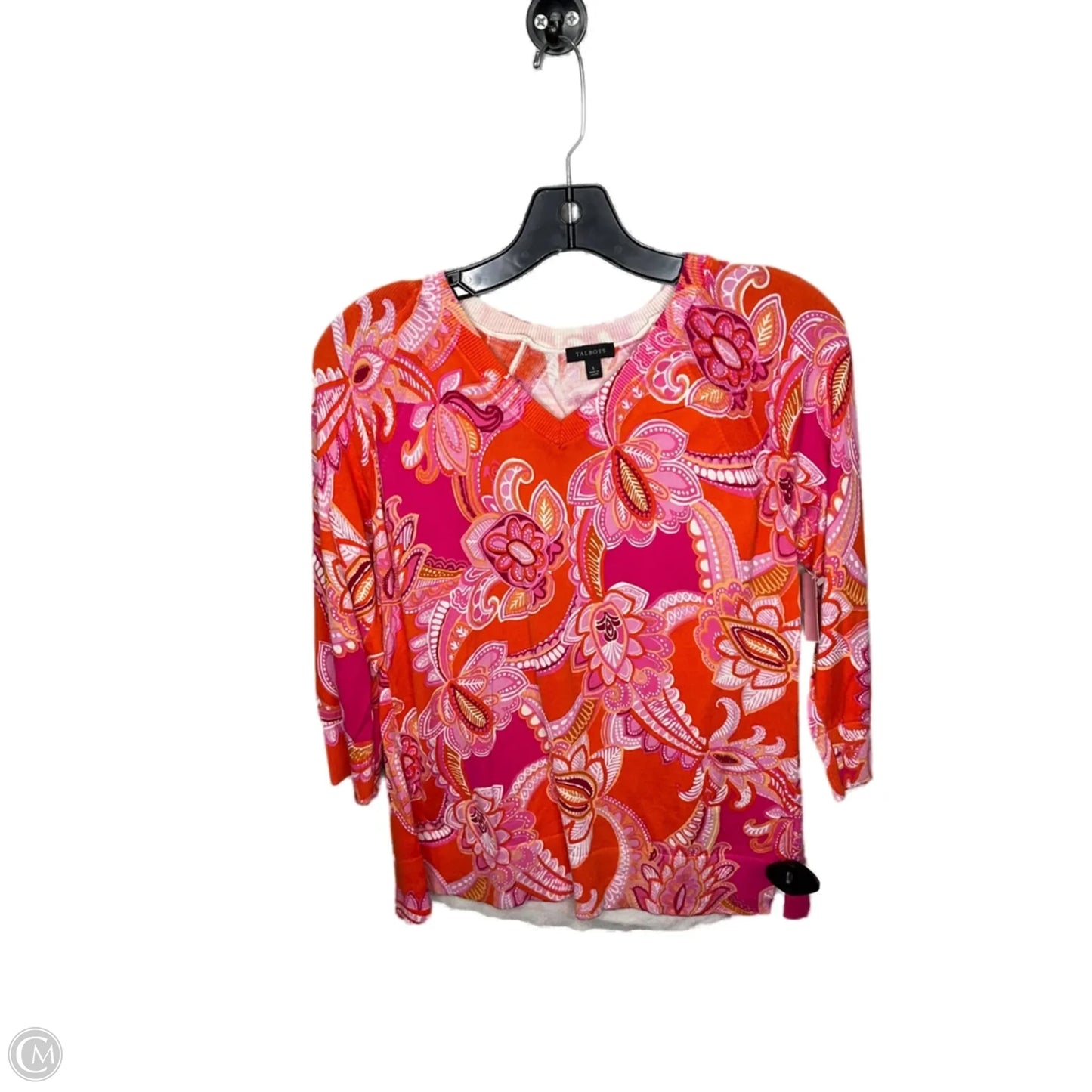 Top 3/4 Sleeve By Talbots In Orange & Pink, Size: S