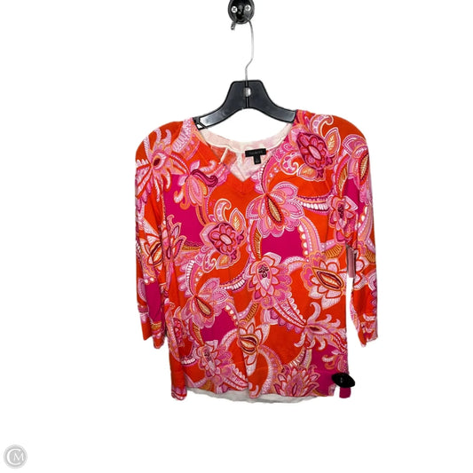Top 3/4 Sleeve By Talbots In Orange & Pink, Size: S