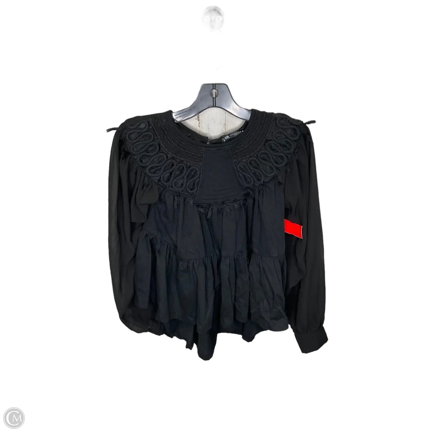 Top Long Sleeve By Zara In Black, Size: S