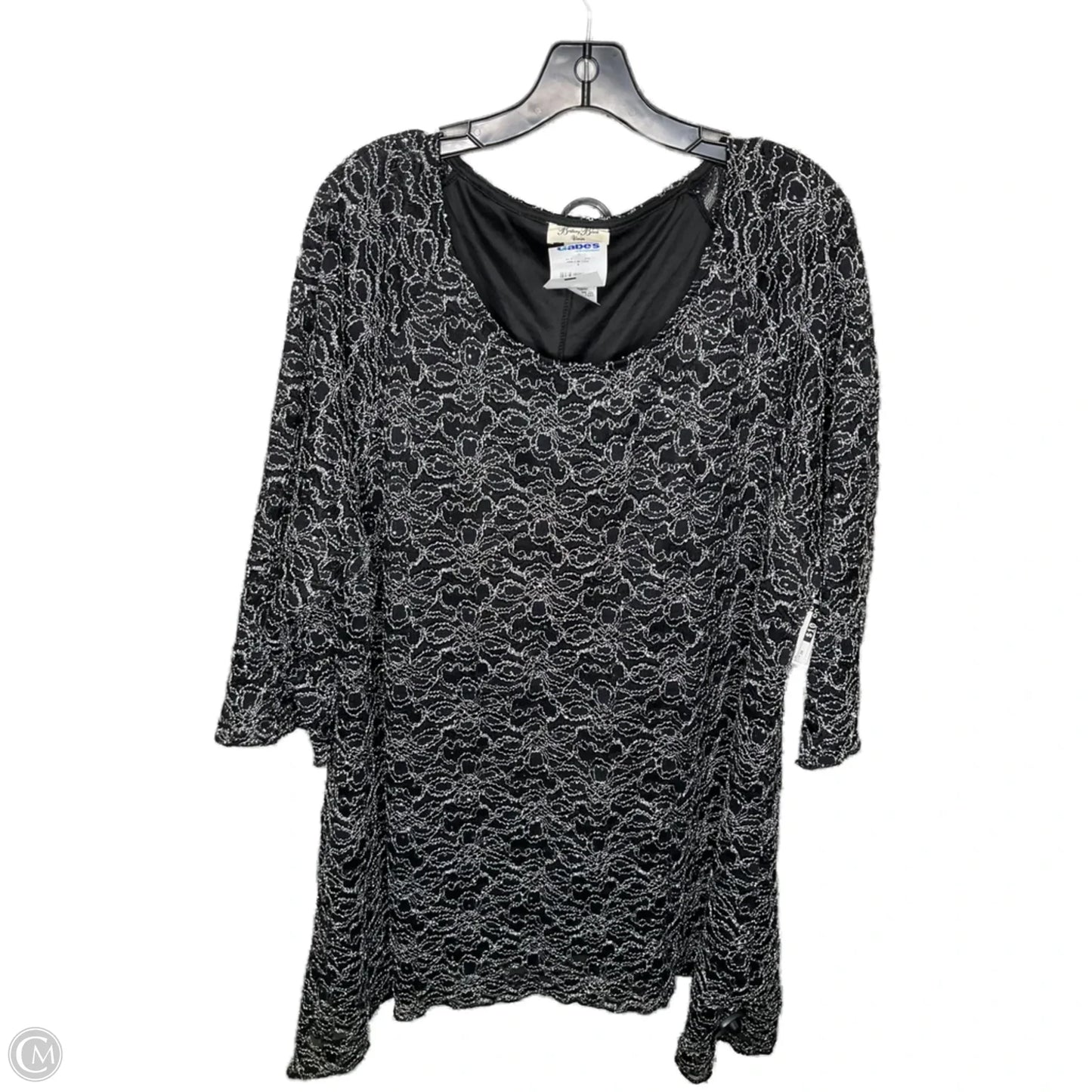 Top 3/4 Sleeve By Brittany Black In Black, Size: 3x