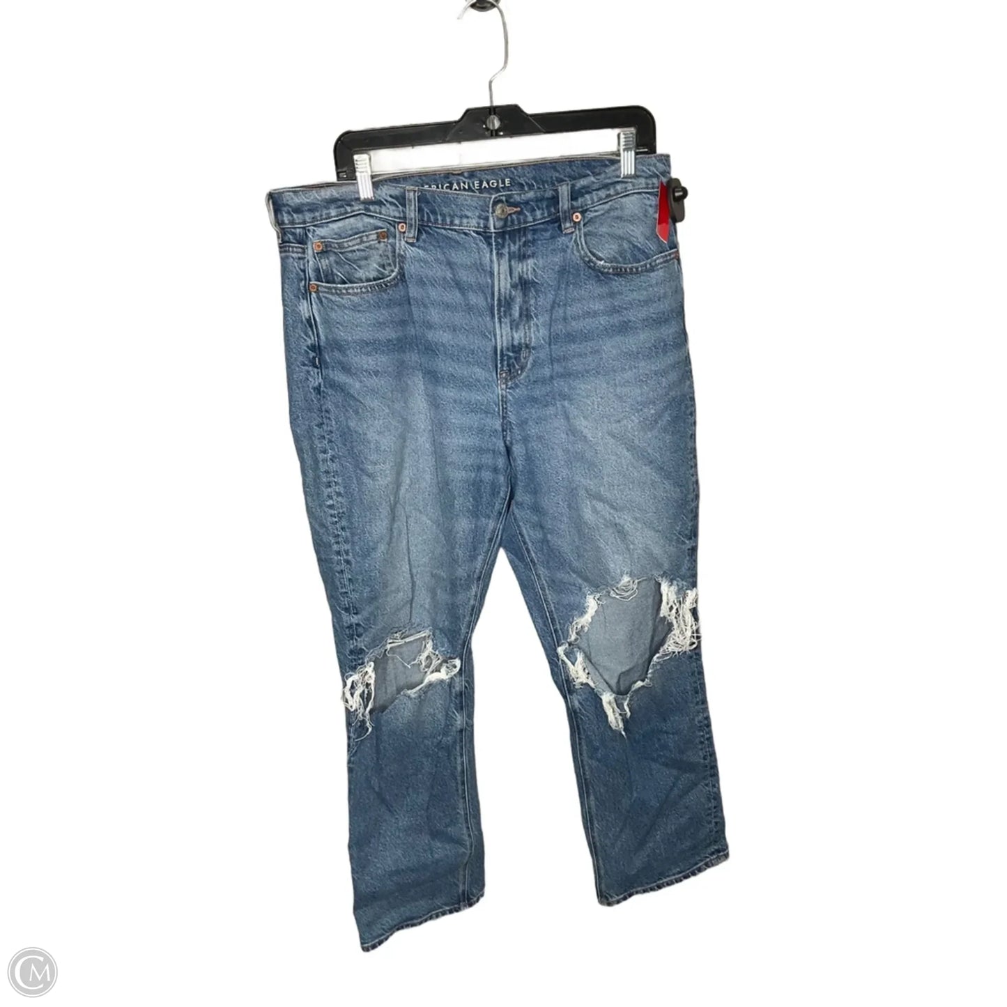 Jeans Straight By American Eagle In Blue Denim, Size: 14