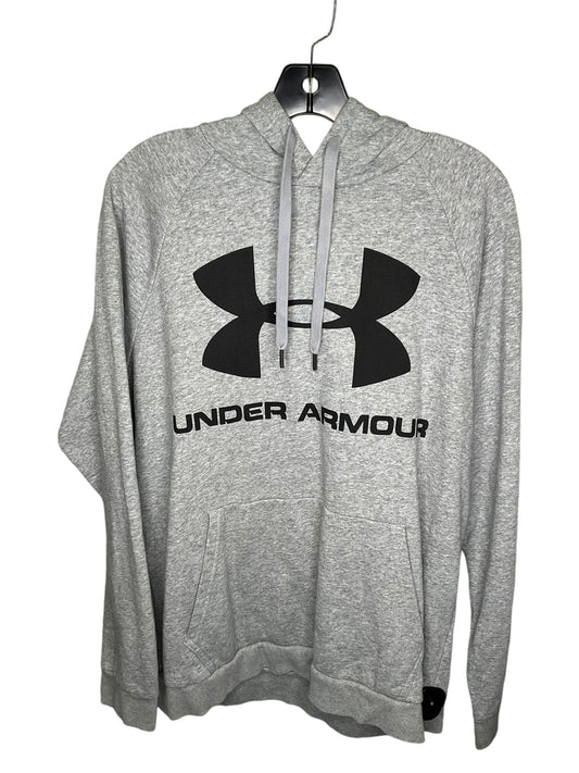 Athletic Sweatshirt Hoodie By Under Armour In Grey, Size: L