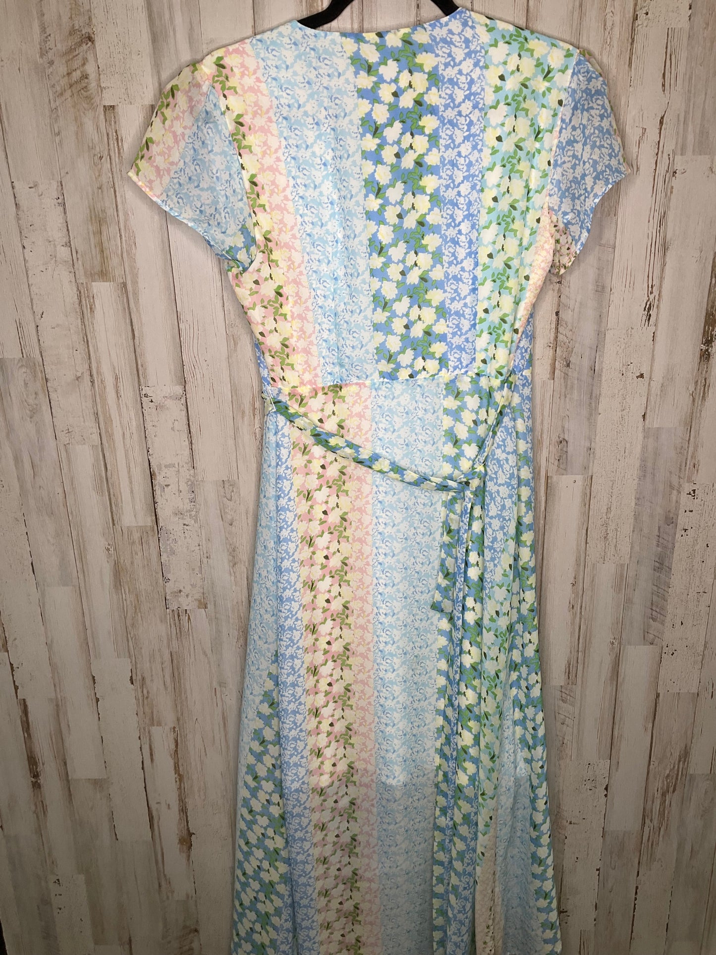 Floral Print Dress Casual Maxi Blue Rain, Size M