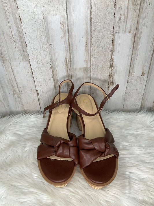 Brown Sandals Heels Block Clothes Mentor, Size 9