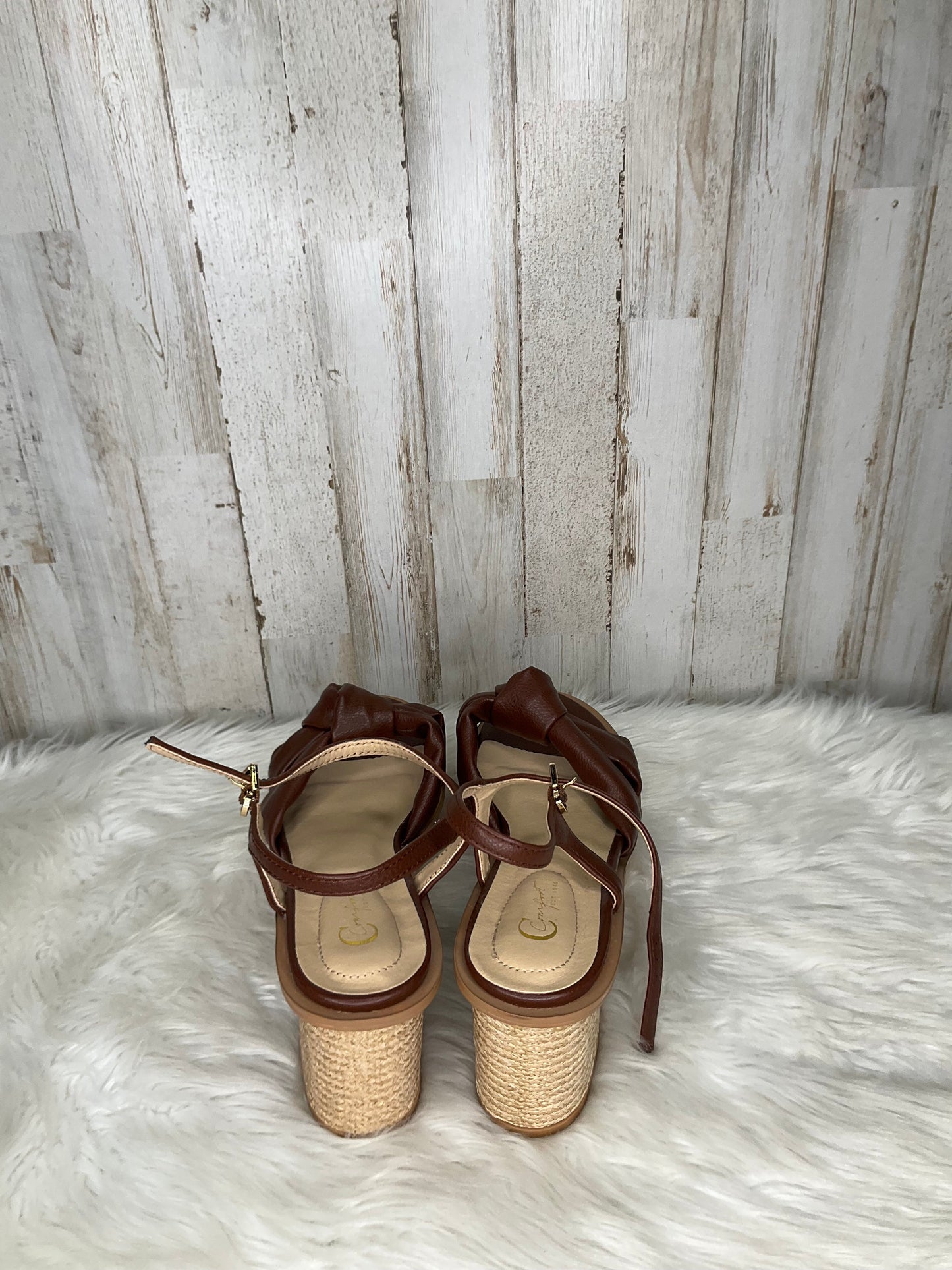 Brown Sandals Heels Block Clothes Mentor, Size 9