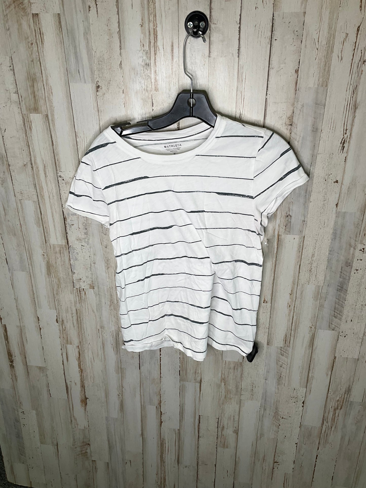 Striped Pattern Athletic Top Short Sleeve Athleta, Size M