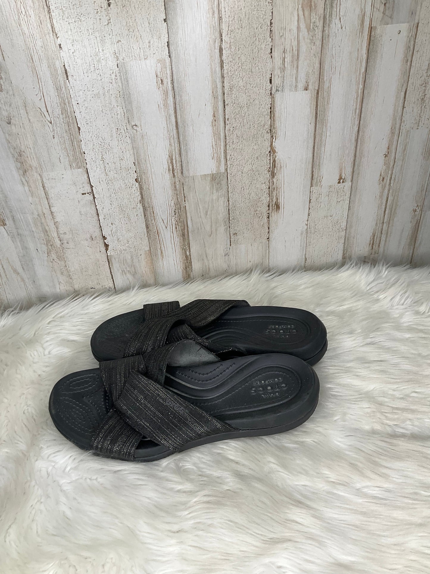 Black Sandals Heels Platform Crocs, Size 9