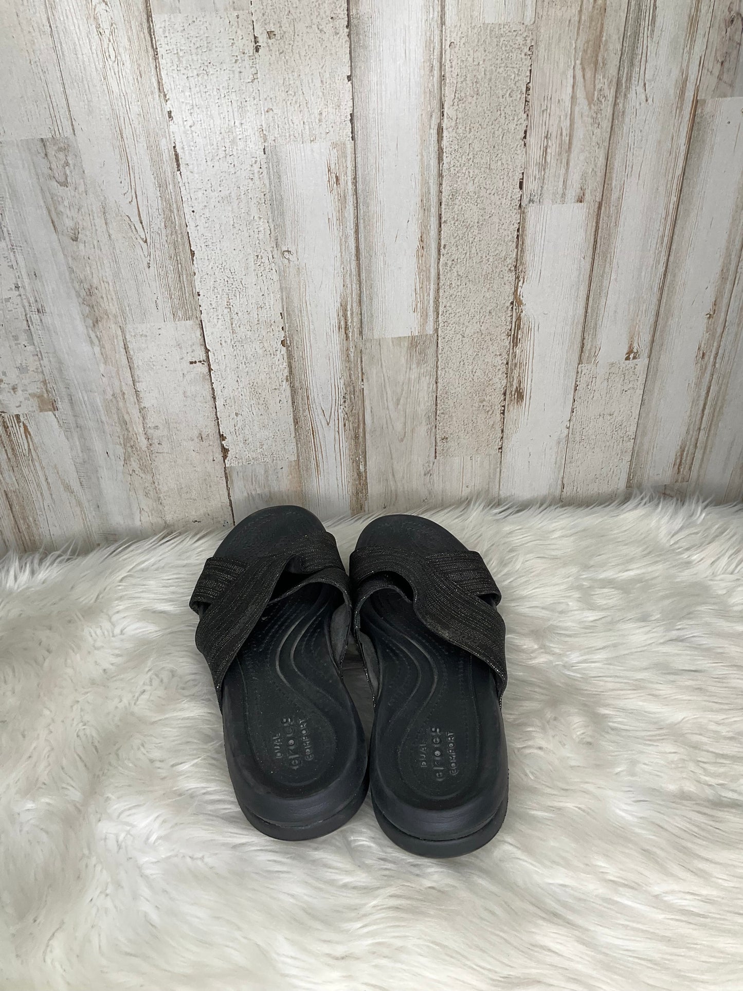 Black Sandals Heels Platform Crocs, Size 9