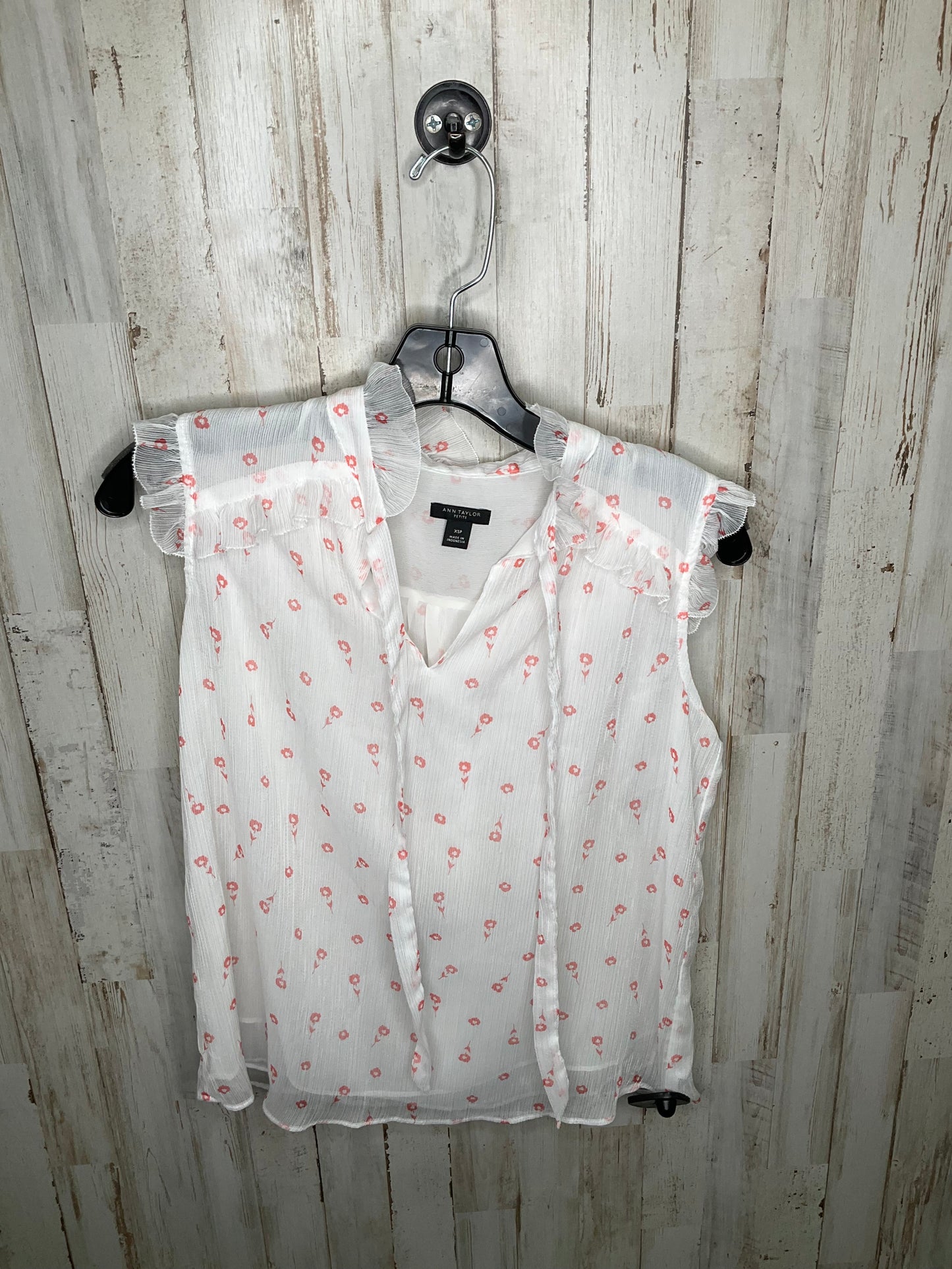 Pink & White Top Short Sleeve Ann Taylor, Size Petite   Xs