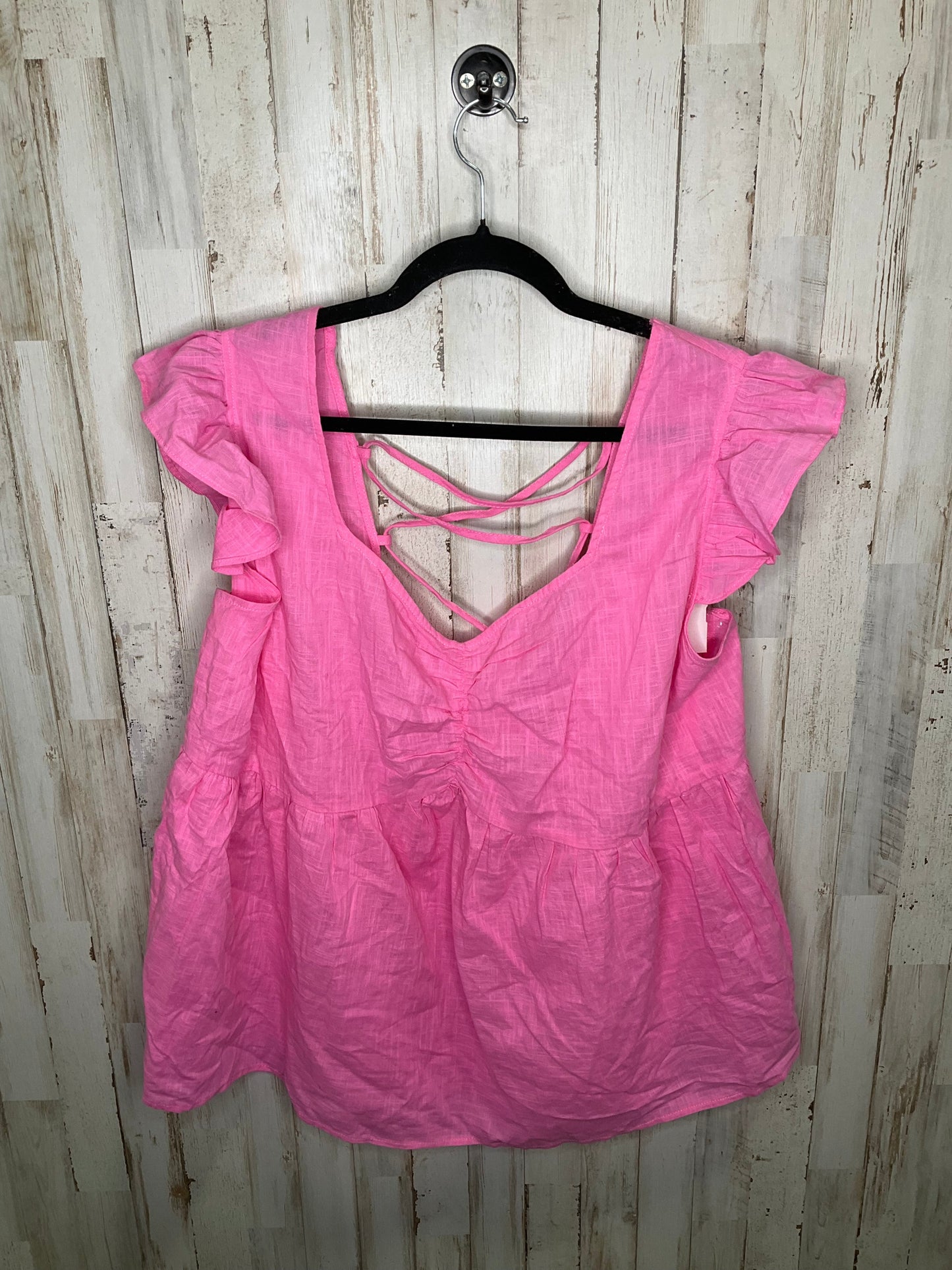 Pink Top Short Sleeve Andree By Unit, Size 2x