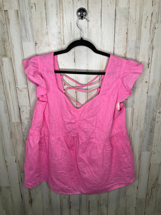 Pink Top Short Sleeve Andree By Unit, Size 2x