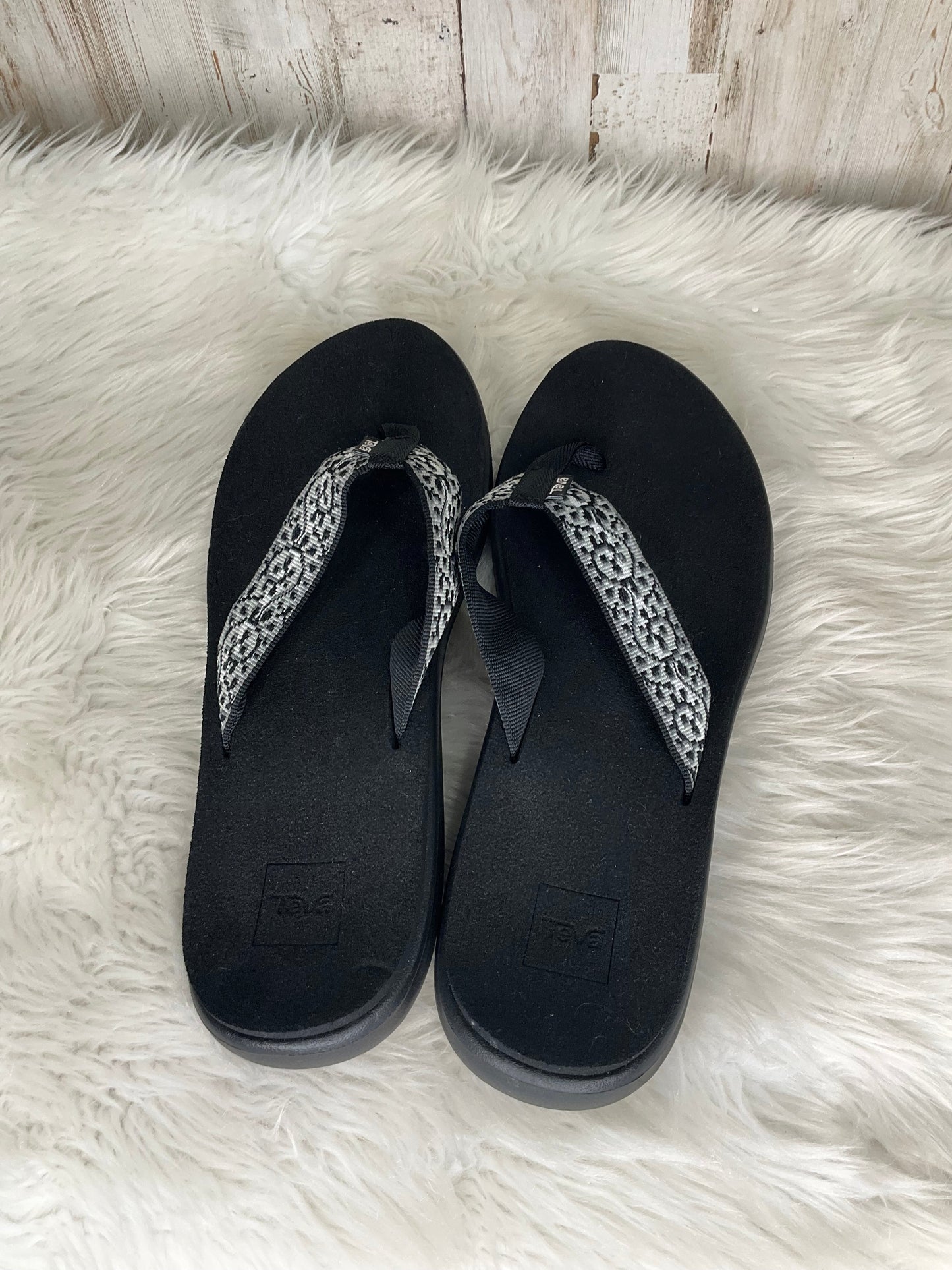 Black Sandals Flip Flops Teva, Size 11