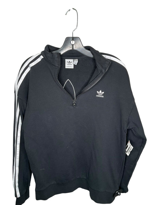 Athletic Top Long Sleeve Collar By Adidas In Black, Size: S