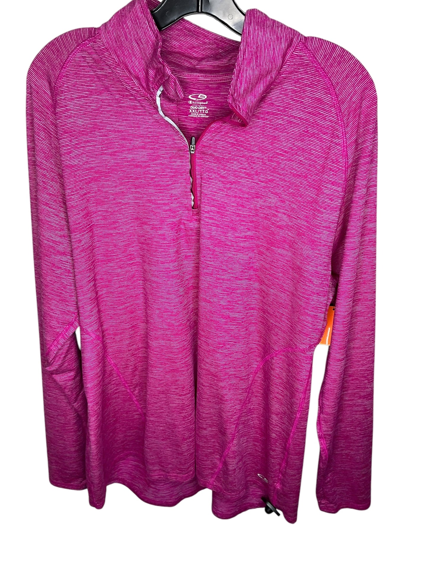 Athletic Top Long Sleeve Collar By Champion In Pink, Size: Xxl