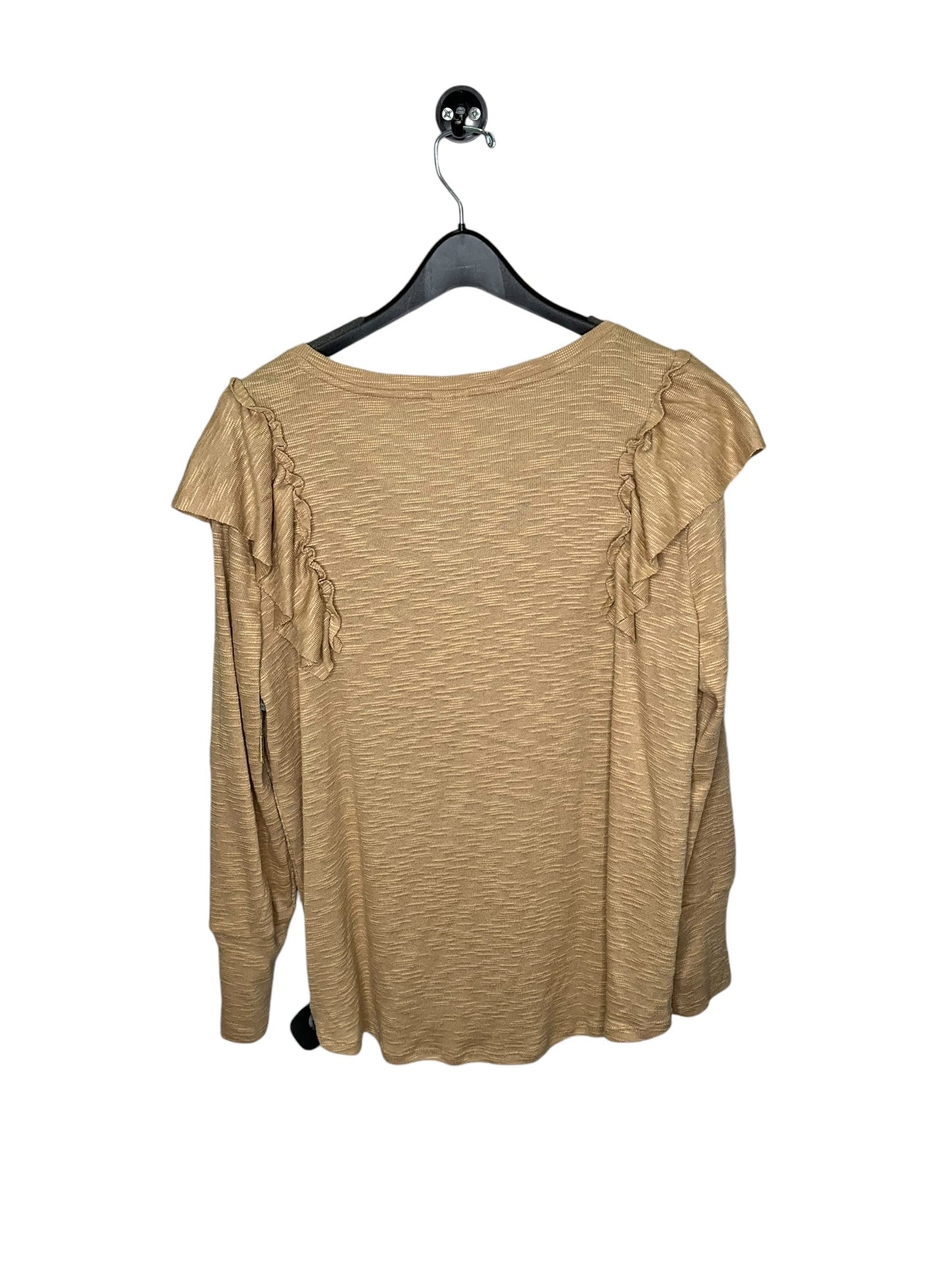 Top Long Sleeve By Cato In Tan, Size: L