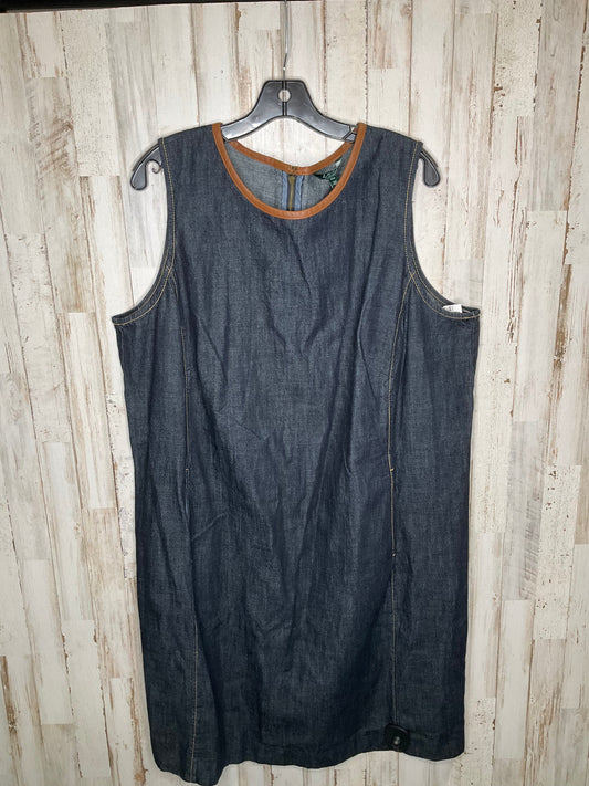 Blue Denim Dress Casual Midi Lauren By Ralph Lauren, Size 2x