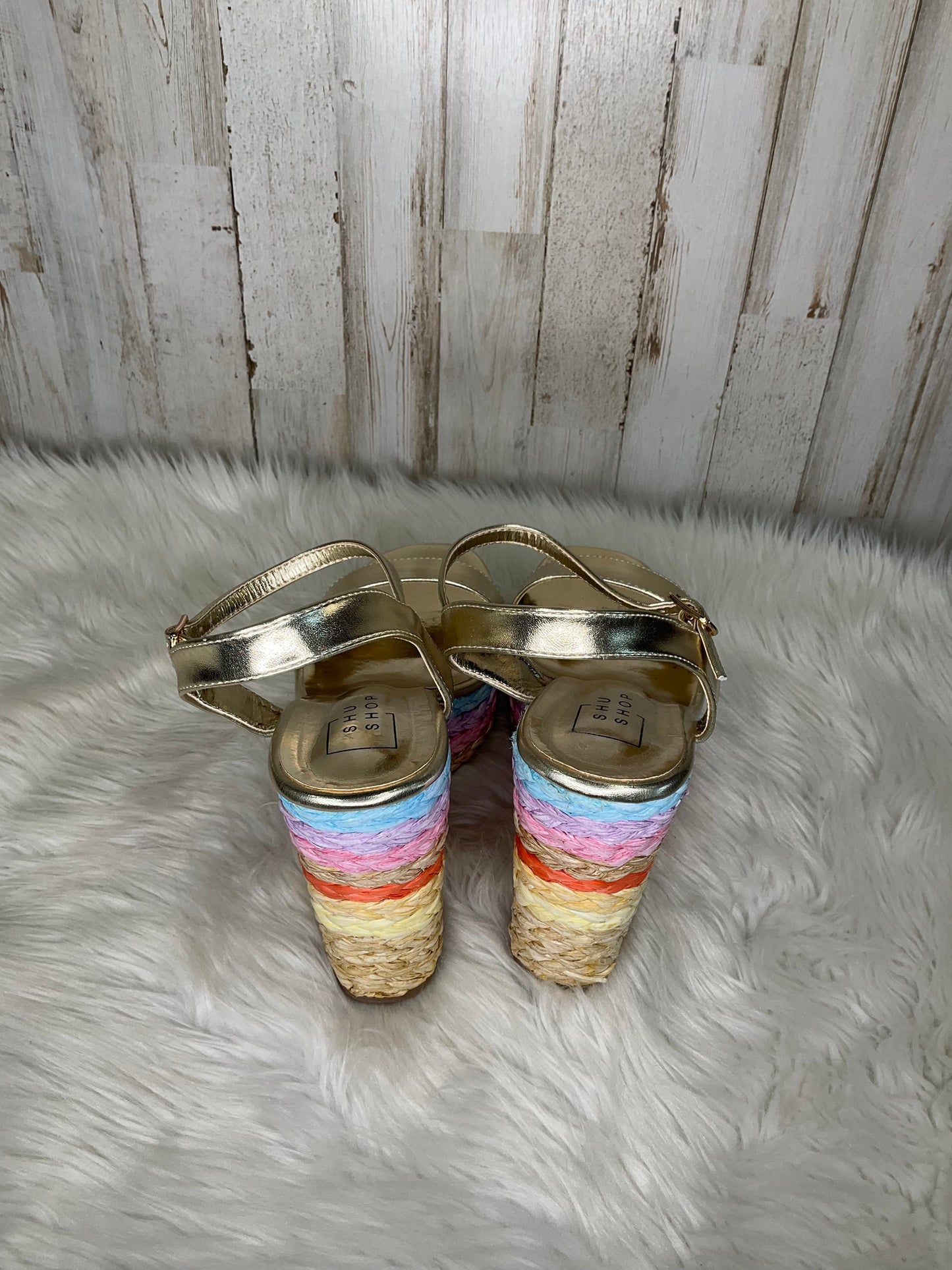 Multi-colored Shoes Heels Wedge Shu Shop, Size 8