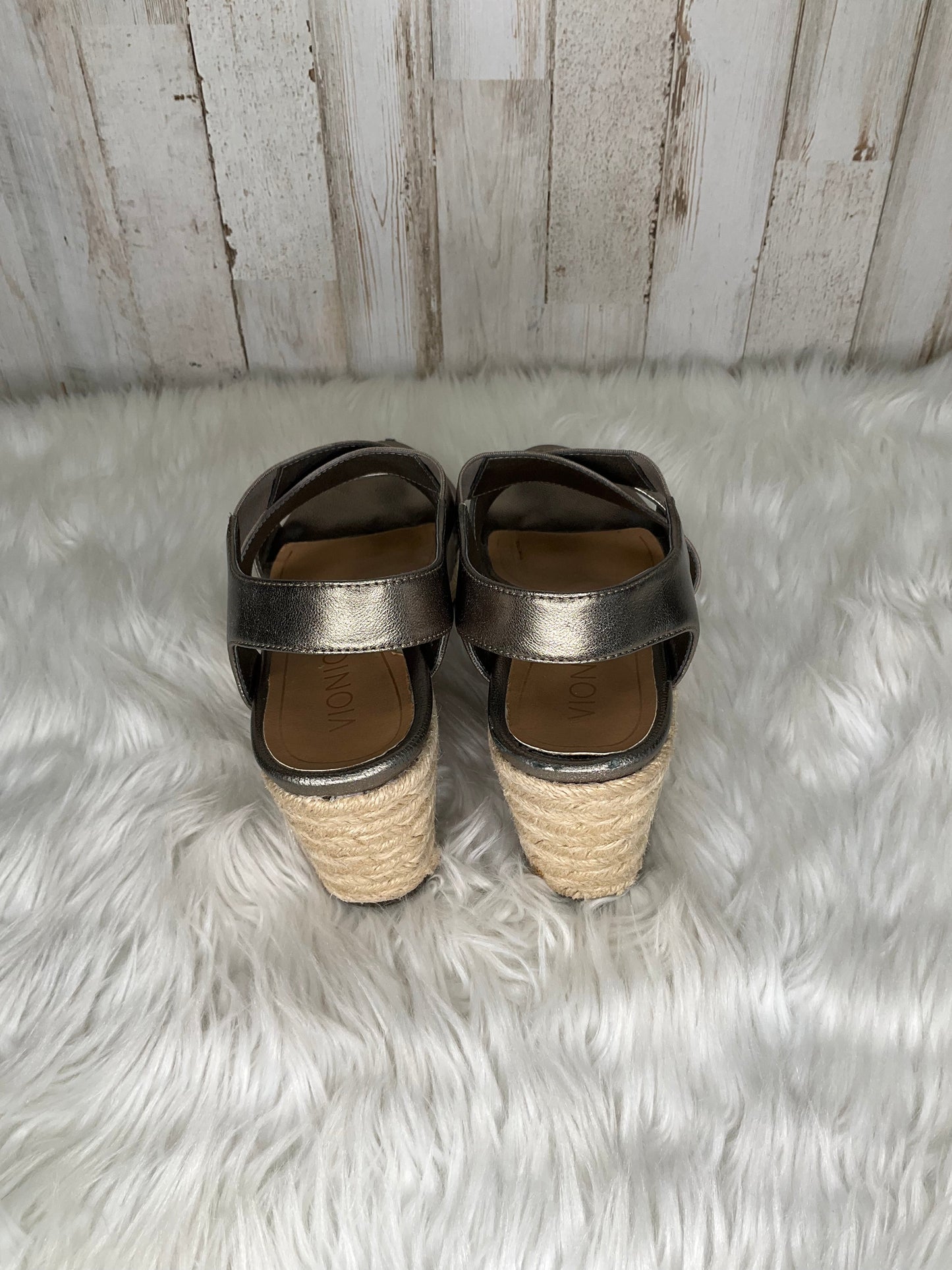 Silver Sandals Heels Wedge Vionic, Size 7