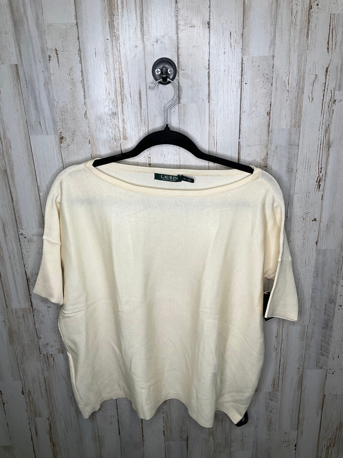 Cream Top Short Sleeve Lauren By Ralph Lauren, Size Xs