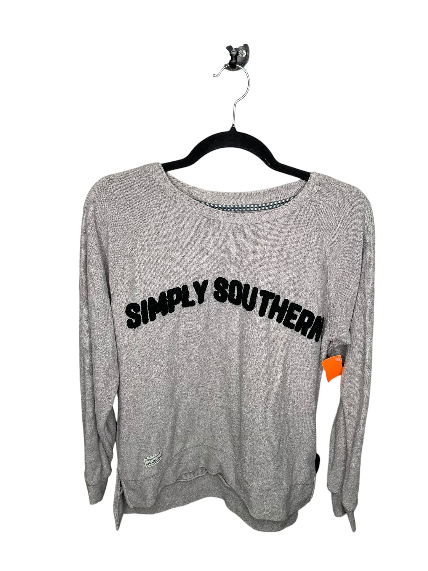 Sweatshirt Crewneck By Simply Southern In Grey, Size: S