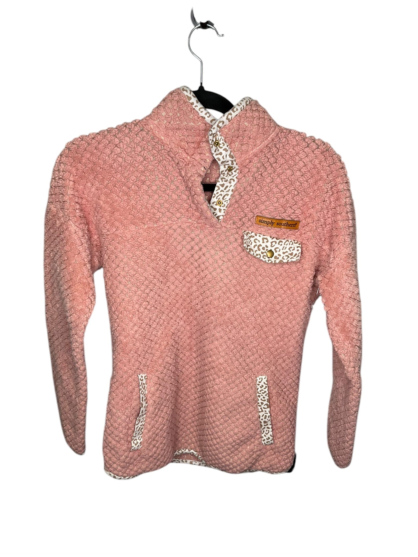 Sweatshirt Collar By Simply Southern In Pink, Size: S