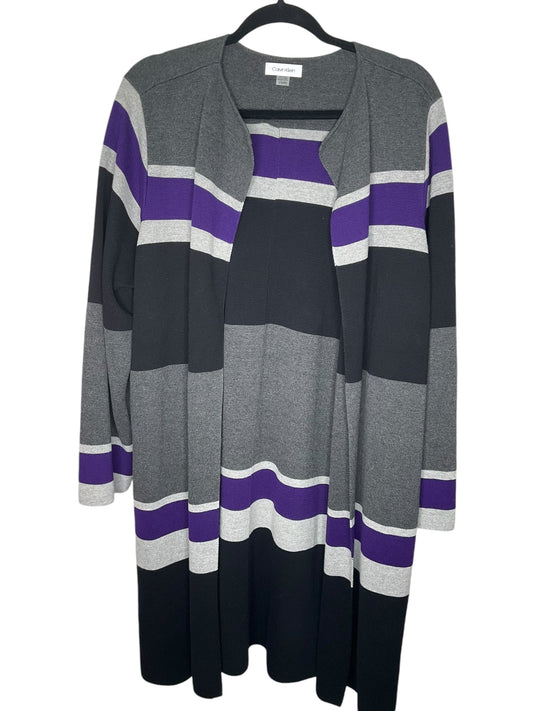 Cardigan By Calvin Klein In Black & Purple, Size: 1x