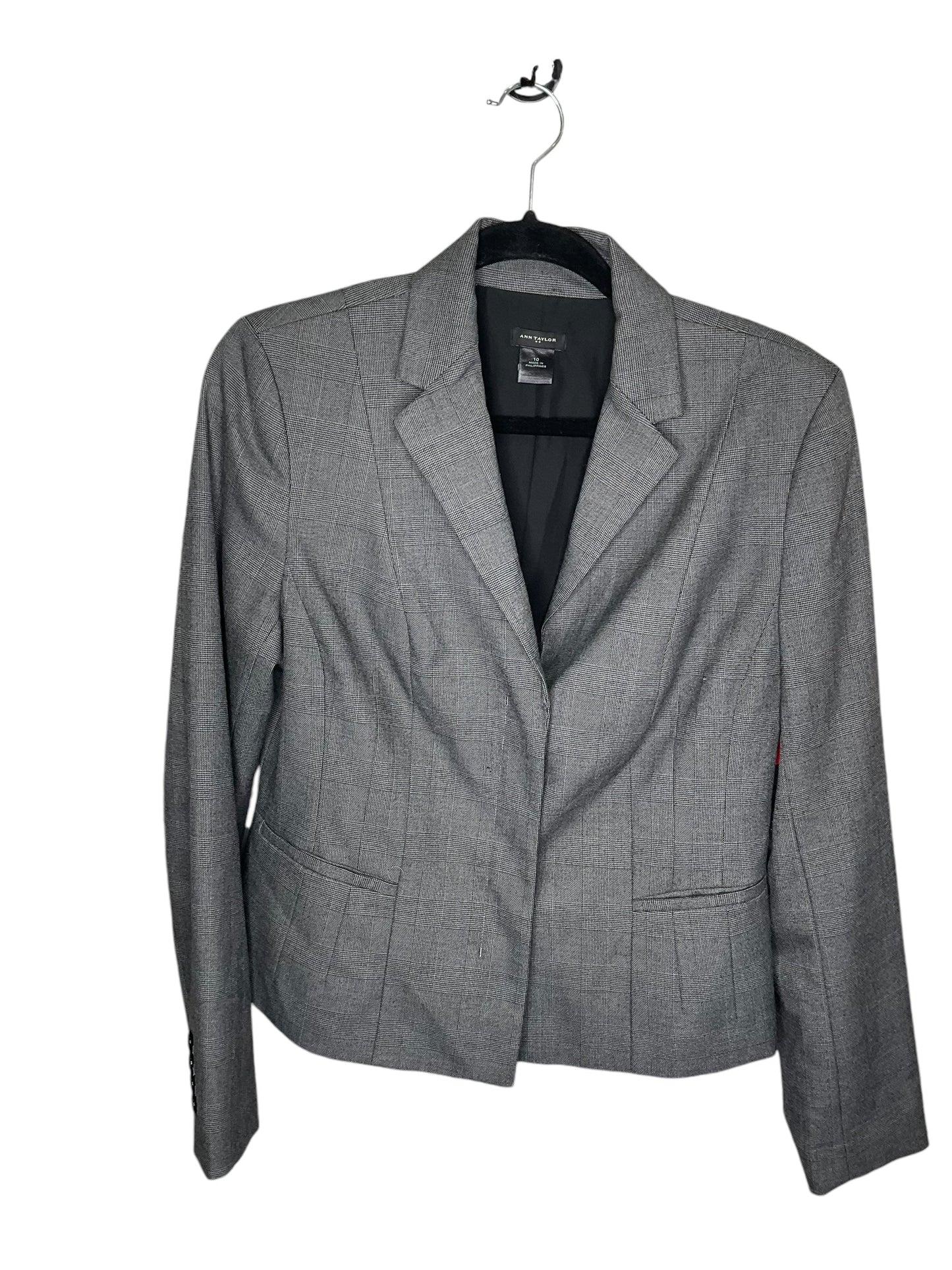 Blazer By Ann Taylor In Grey, Size: 10