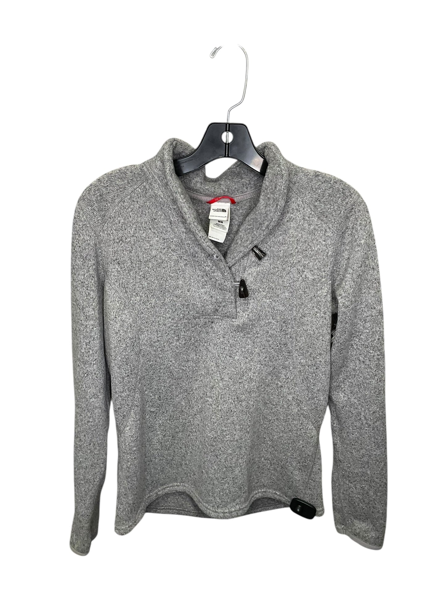 Athletic Top Long Sleeve Collar By The North Face In Grey, Size: M