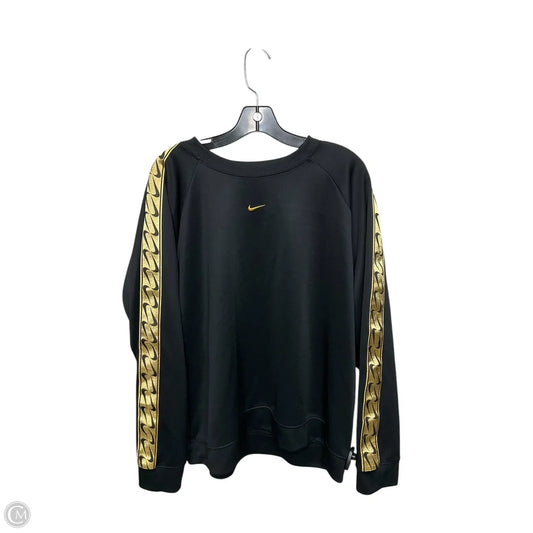 Athletic Top Long Sleeve Crewneck By Nike In Black & Gold, Size: Xl