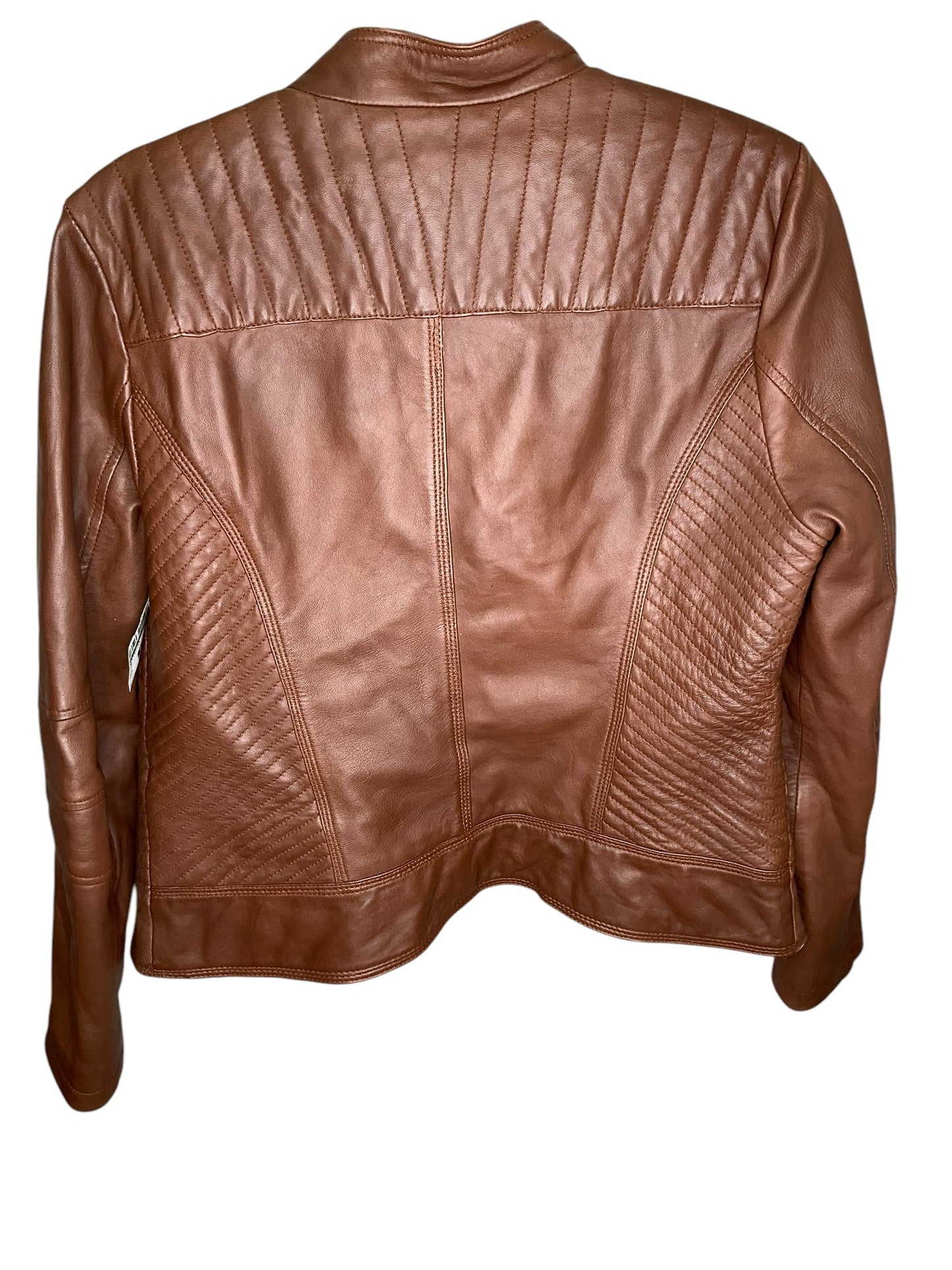 Jacket Leather By Guess In Brown, Size: L