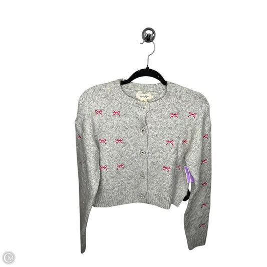 Sweater Cardigan By Jessica Simpson In Grey & Pink, Size: S