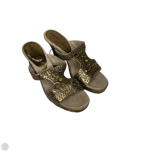 Shoes Heels Stiletto By Kathy Van Zeeland In Gold & Tan, Size: 7.5