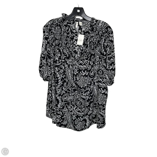 Top Short Sleeve By Cato In Black & White, Size: 20