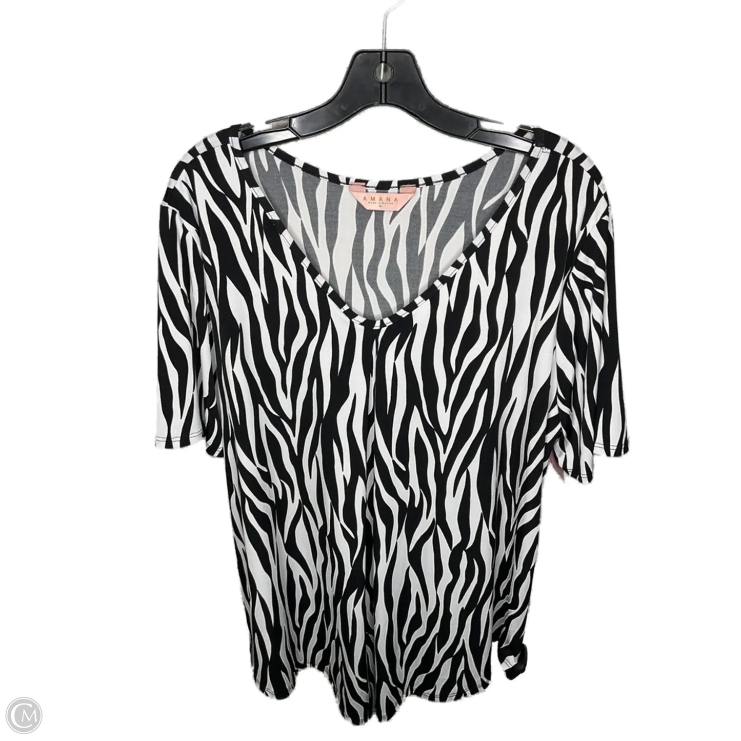 Top Short Sleeve By Clothes Mentor In Black & White, Size: 3x