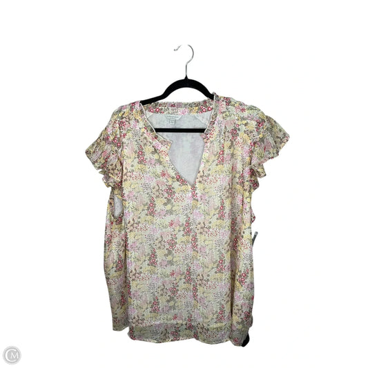 Top Short Sleeve By Lucky Brand In Floral Print, Size: 3x