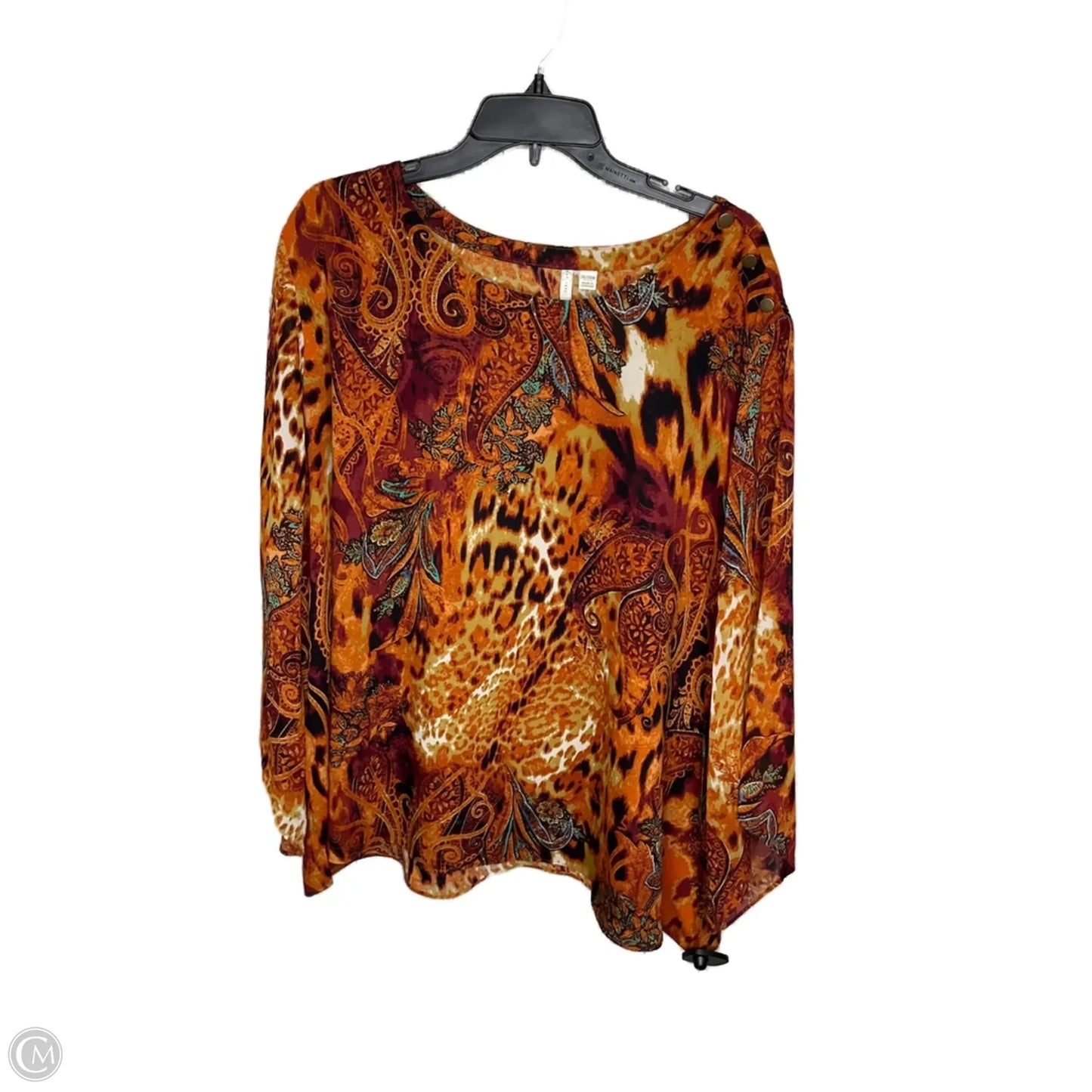 Blouse Long Sleeve By Cato In Multi-colored, Size: 26