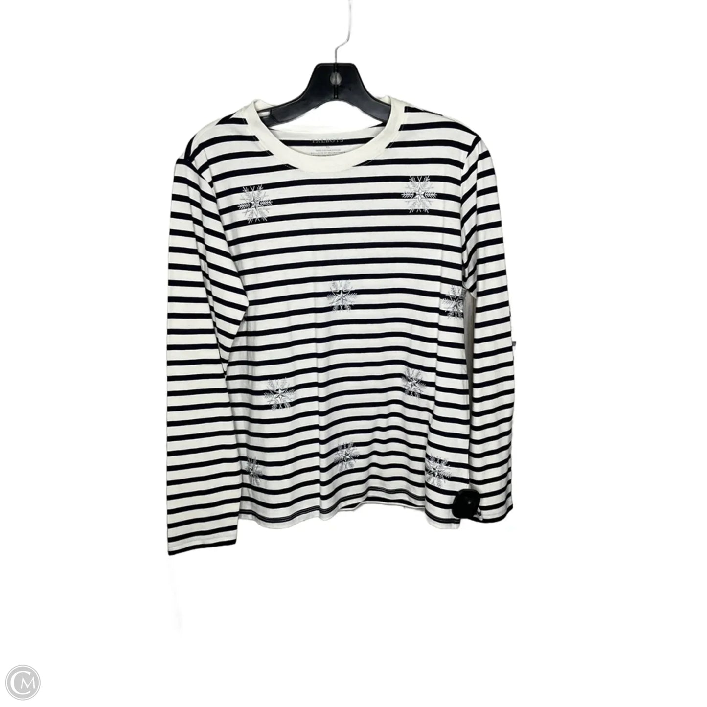 Top Long Sleeve By Talbots In Blue & White, Size: Xs