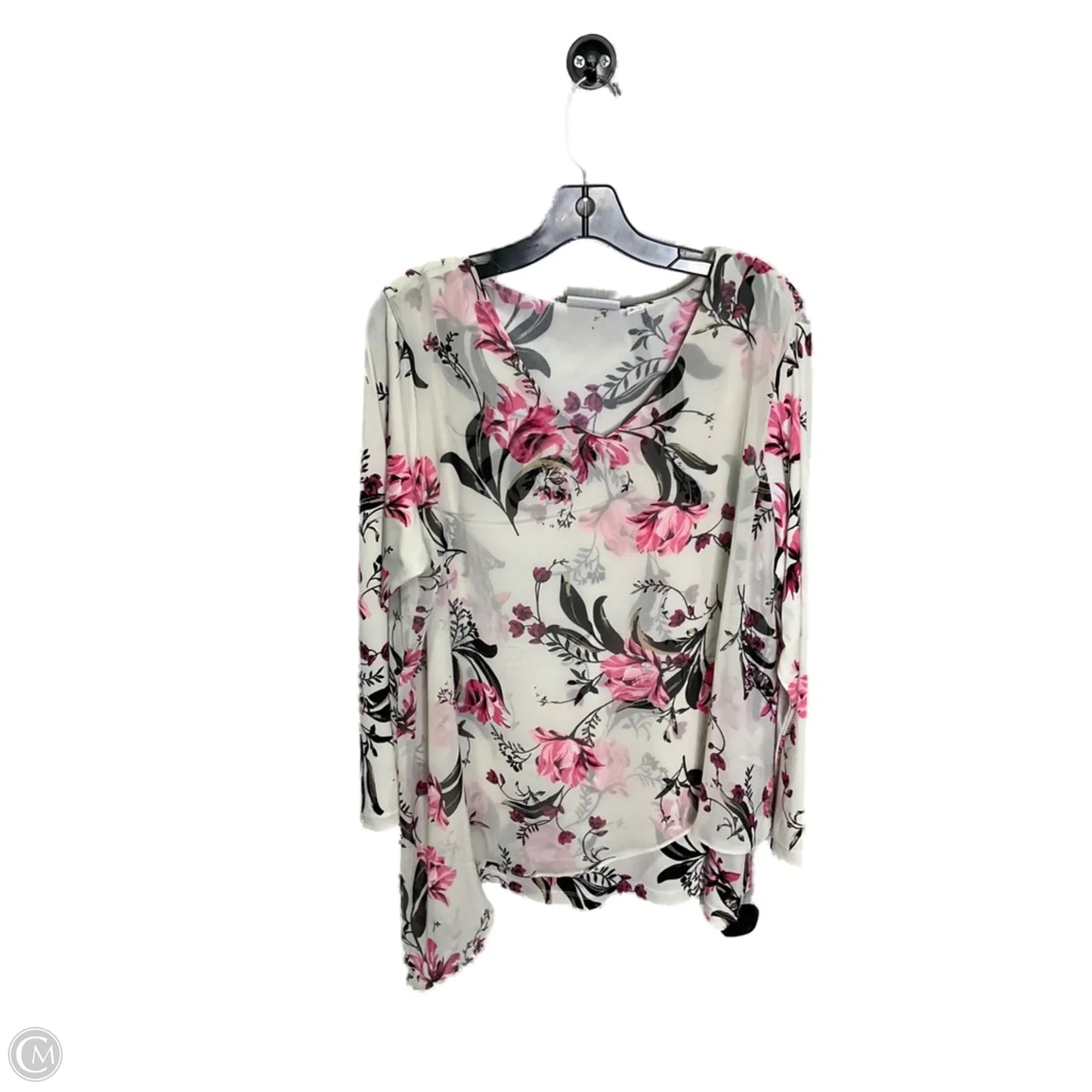 Top 3/4 Sleeve By Susan Graver In Cream, Size: 1x