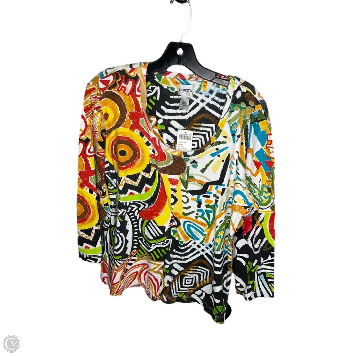 Top Long Sleeve By Chicos In Multi-colored, Size: Xl