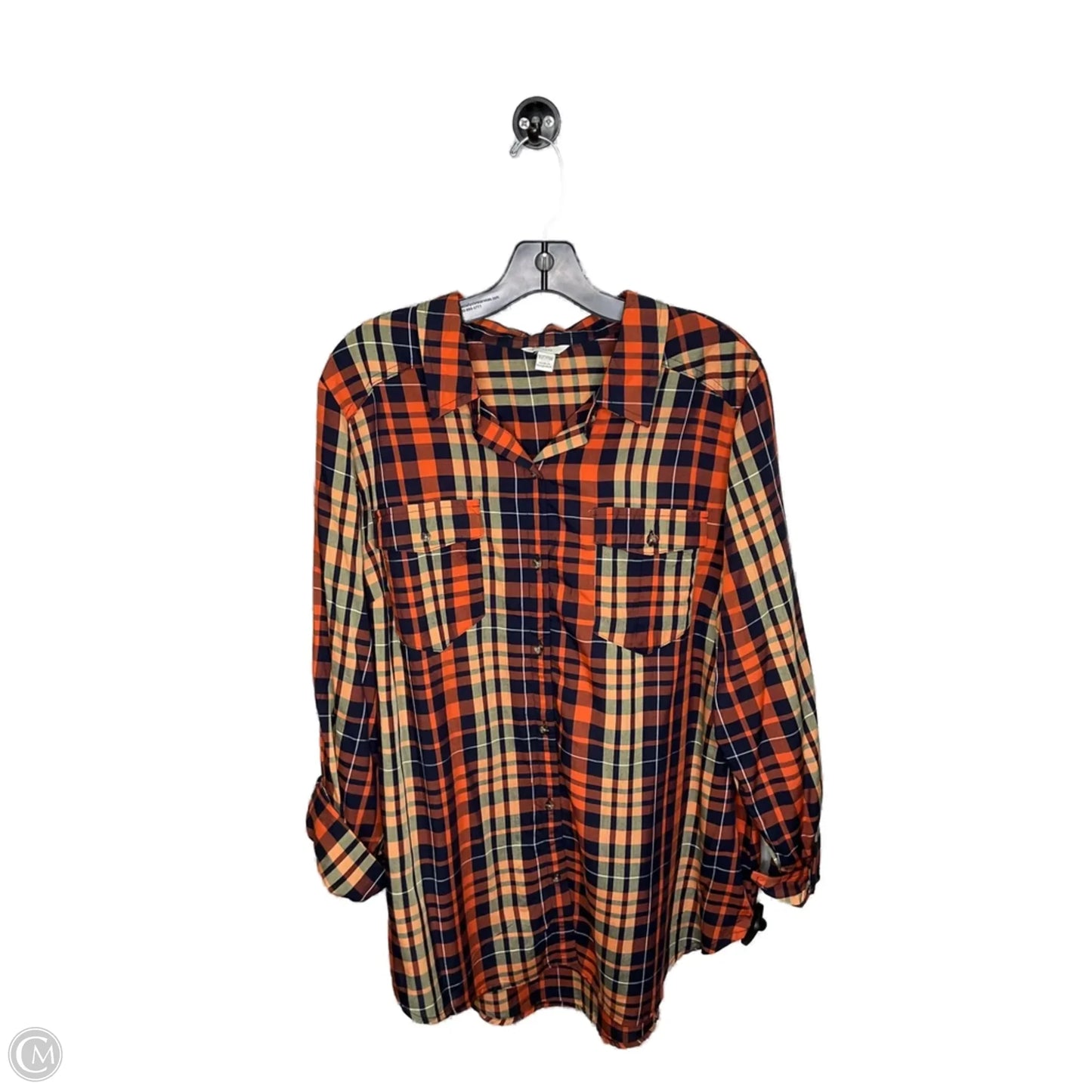 Top Long Sleeve By Cato In Plaid Pattern, Size: 18