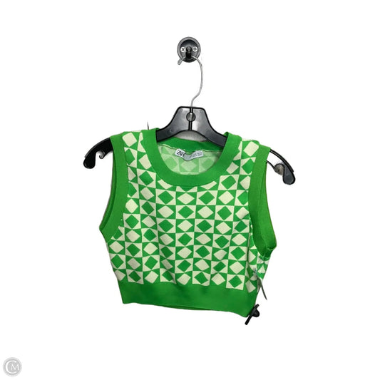 Top Sleeveless By Zara In Green, Size: S