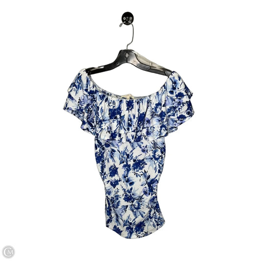 Top Short Sleeve By Clothes Mentor In Blue & White, Size: S