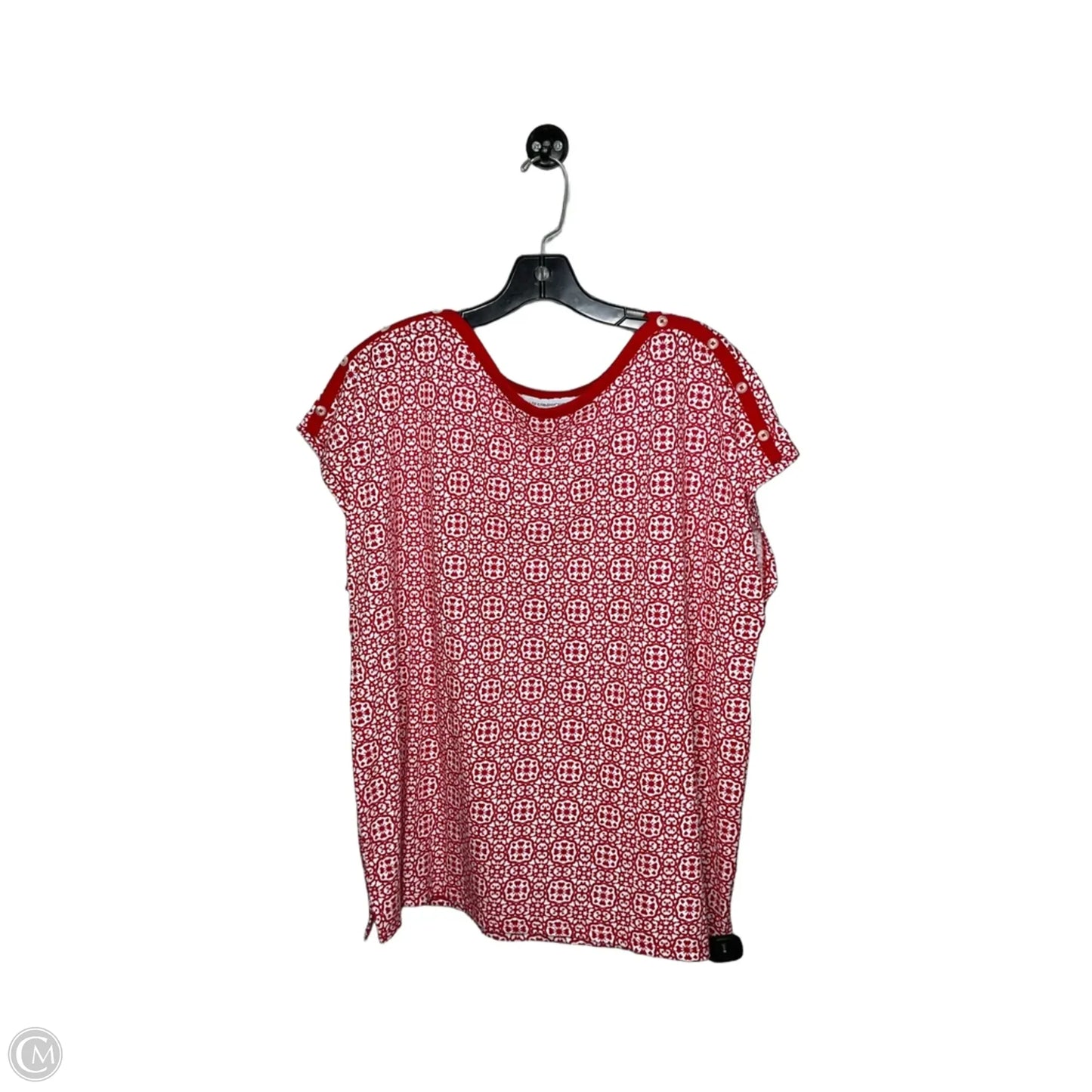 Top Short Sleeve By Liz Claiborne In Red & White, Size: Xxl