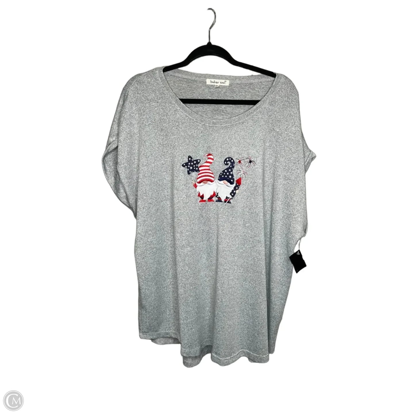 Top Short Sleeve By Indigo Soul In Grey, Size: 2x