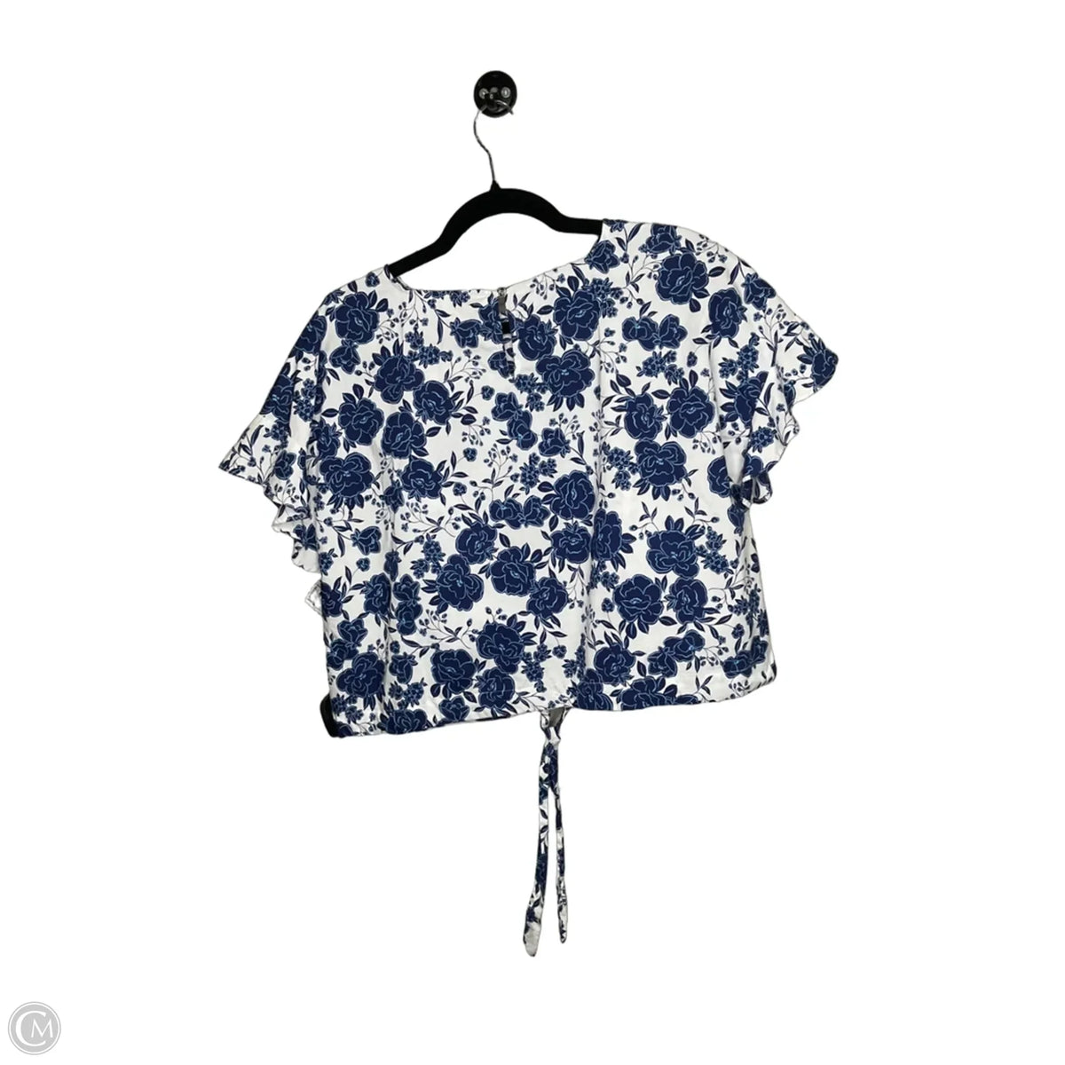 Top Short Sleeve By Talbots In Blue & White, Size: Mp