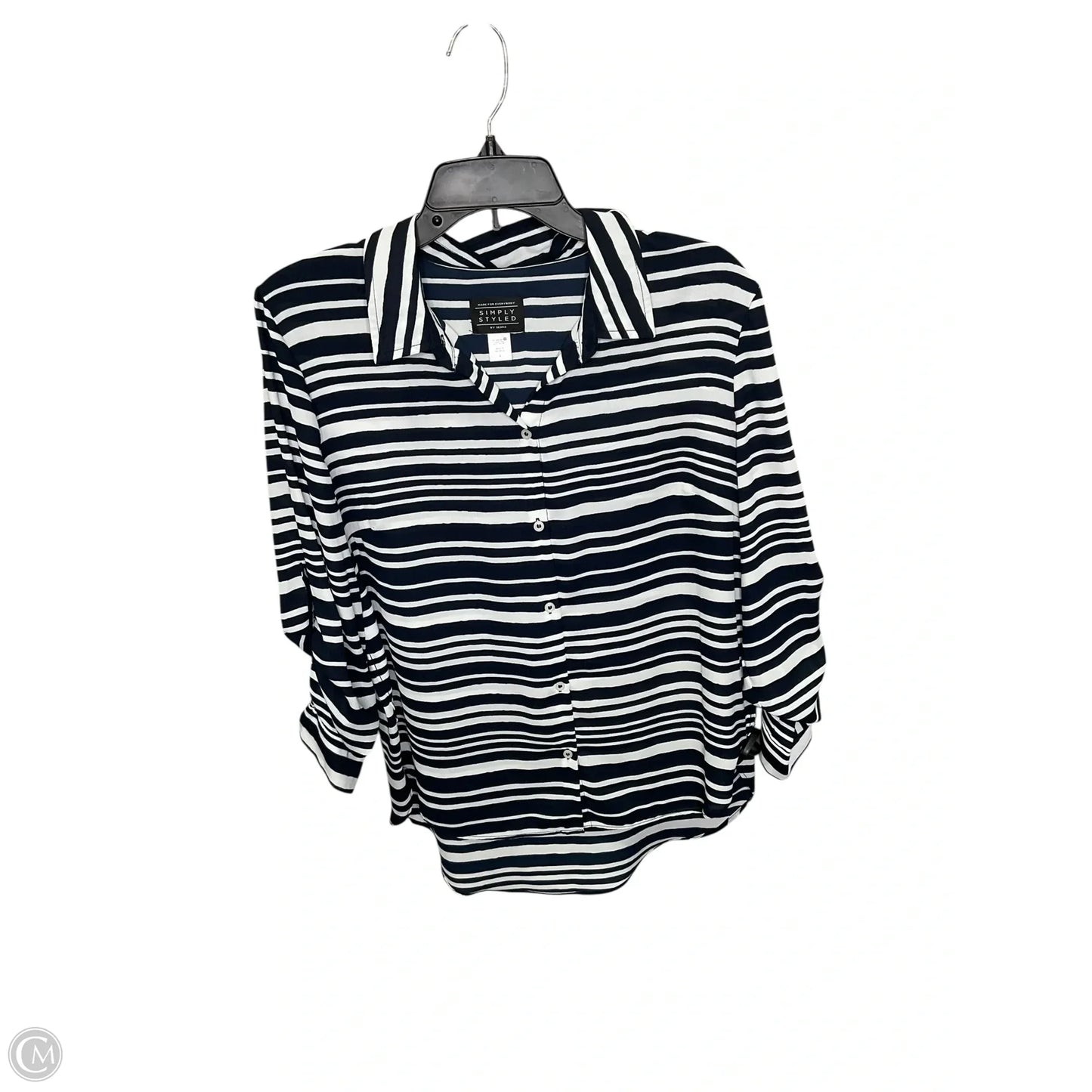 Top Long Sleeve By Simply Styled In Navy, Size: L