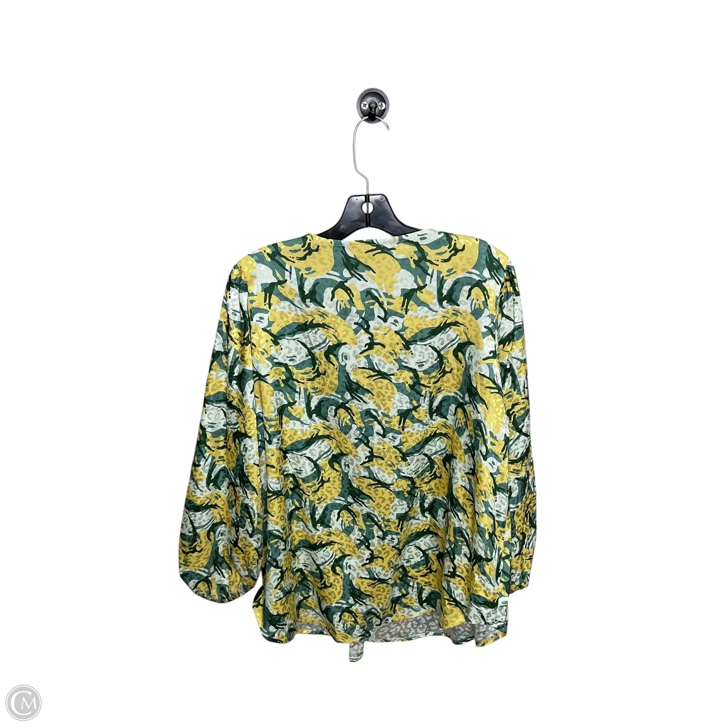 Blouse Long Sleeve By Jodifl In Green & Yellow, Size: M