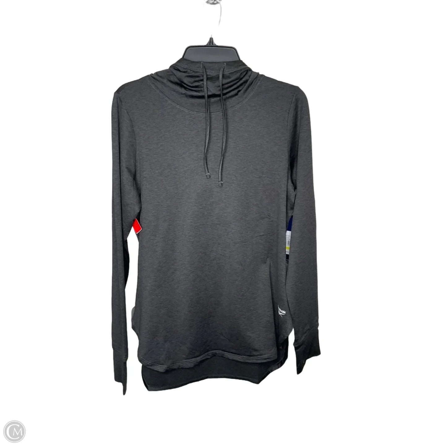 Athletic Top Long Sleeve Hoodie By Reebok In Grey, Size: L